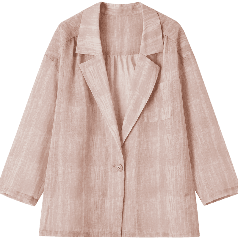 Mt Soft Mist Cloud Cherry Spring Lightweight Printed Single-Button Nine-Sleeve Loose-Fit Slimming Women's Blazer Jacket