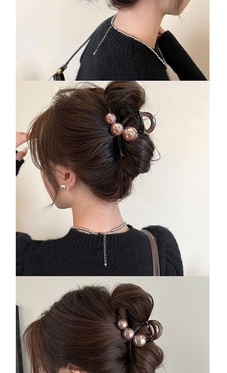 Jianyingshu Heart Pearl Hair Clip Set of 2 Back Hair Bun Clips New Stylish High-End Hair Claw Accessories for Women 3