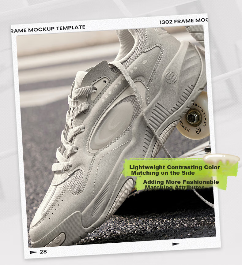 361° Men's Sneakers, Spring And Summer Mesh Leather Low-Top Sports Shoes, Classic Thick-Soled Casual Dad Shoes, 672516622-2 8