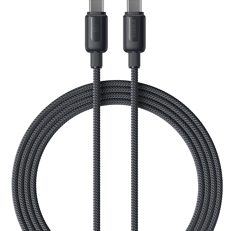 BASEUS Apple 18W Charging Cable, Dual Type-C Data Cable, PD60W Fast Charging Cord, Ctoc Car Charger Compatible with IPhone 17/16/15, Phones, Tablets, IPad, Laptops, 2 Meters, Black