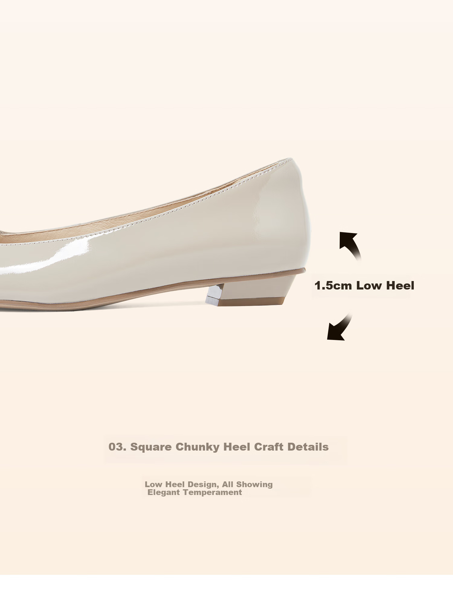 COMELY Square Buckle Low-Cut Flats for Women, Spring And Summer New Style Genuine Leather Versatile Flat Shoes to Match Dresses, Pink Apricot Color, Size 39 8