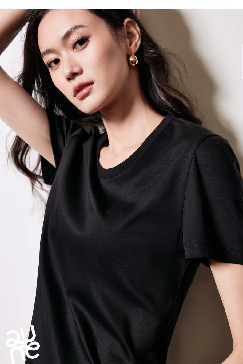 Chuyu Mulberry Silk T-Shirt for Women, 2025 New Style, Mandarin Collar Short Sleeve Simple Versatile Top, Ice Lake Blue, M 28