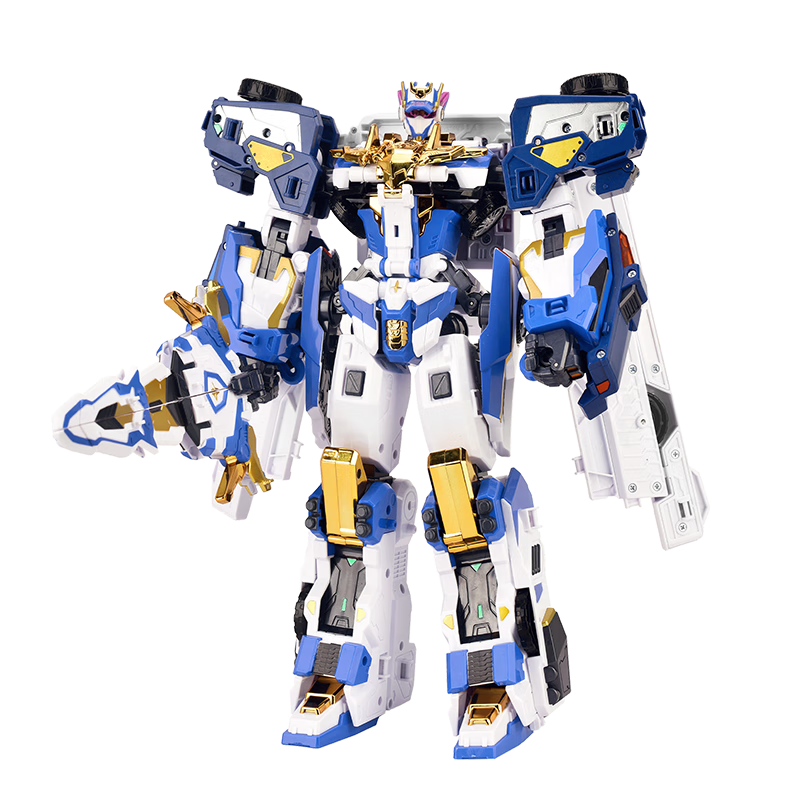 JUMPGO Flash Card Fighter Toy Boys Gift Transforming Robot Blue Thunder King 8159