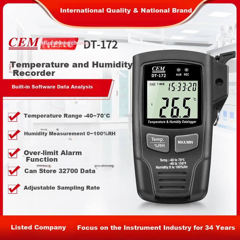 CEM DT-172 Temperature And Humidity Data Logger, Indoor Temperature And Humidity Measurement Recorder with USB Transfer