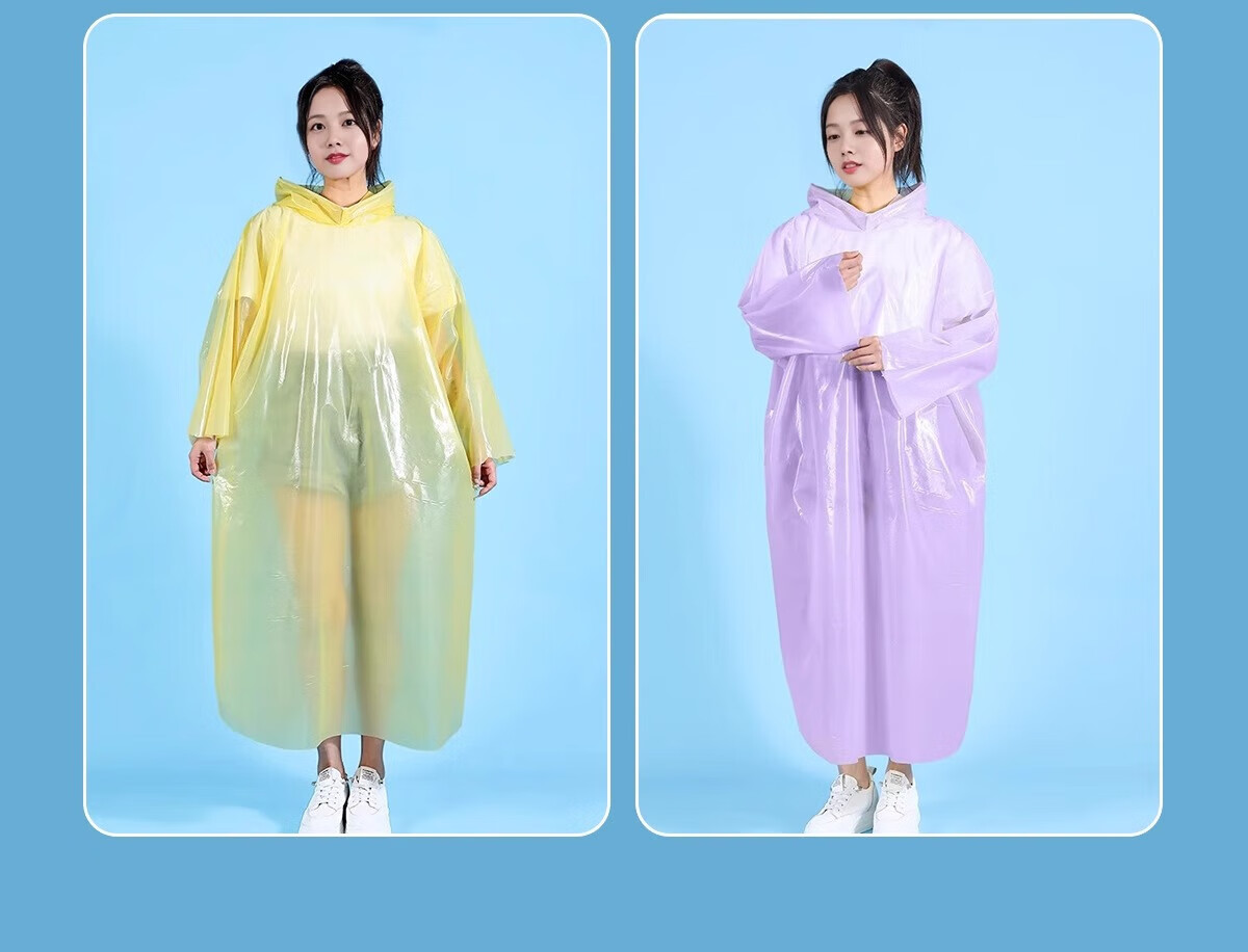 Cheguimu Disposable Raincoat, Thickened Adult Card-Style Long Full-Body Storm Protection, Single-Person Hiking Trekking Cycling Transparent Raincoat 6