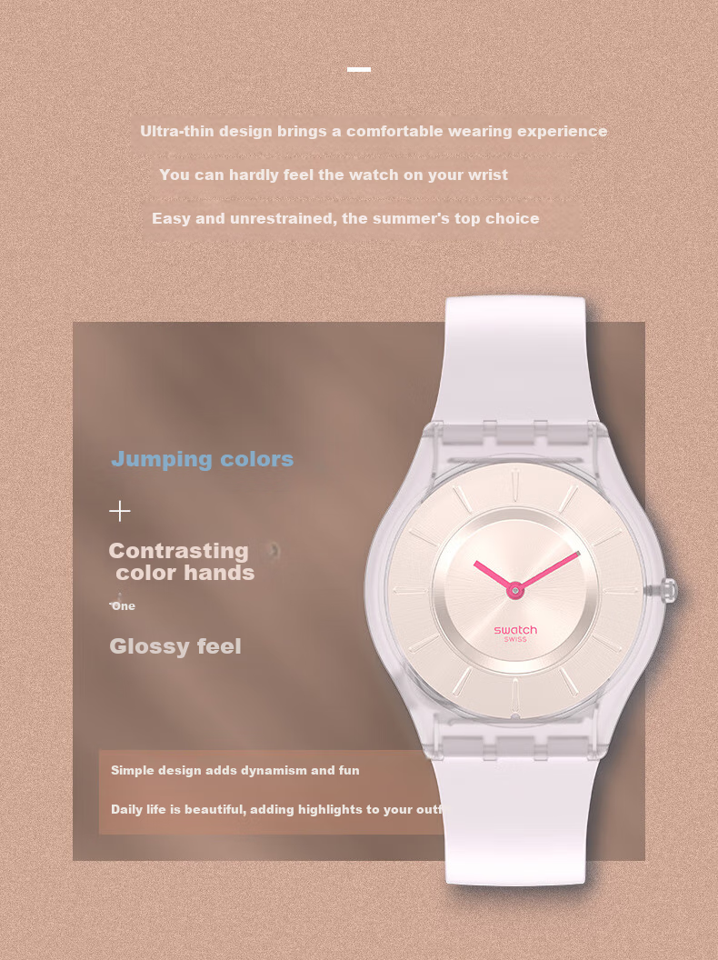 Swatch Swiss Watch, Ultra-Thin Watch for Middle And High School Exams, Women's Quartz Watch, Holiday Gift, Refreshing Mint 1