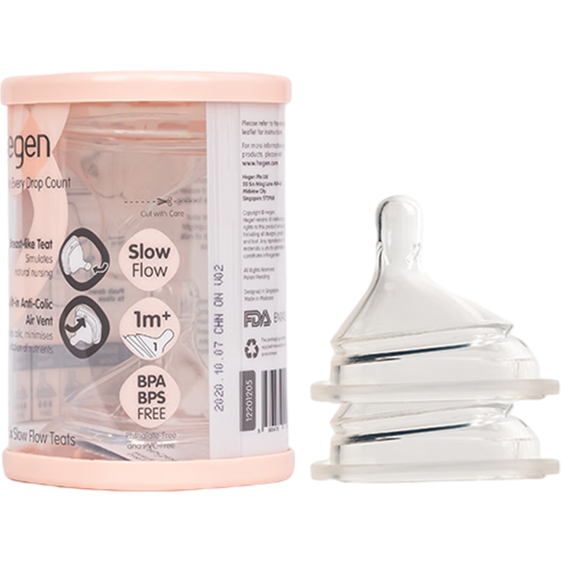 HEGEN Hegen Baby Pacifier Off-Center Design Ultra-Soft Silicone Breast-Like Anti-Colic Stage 1 Pacifiers 2-Pack