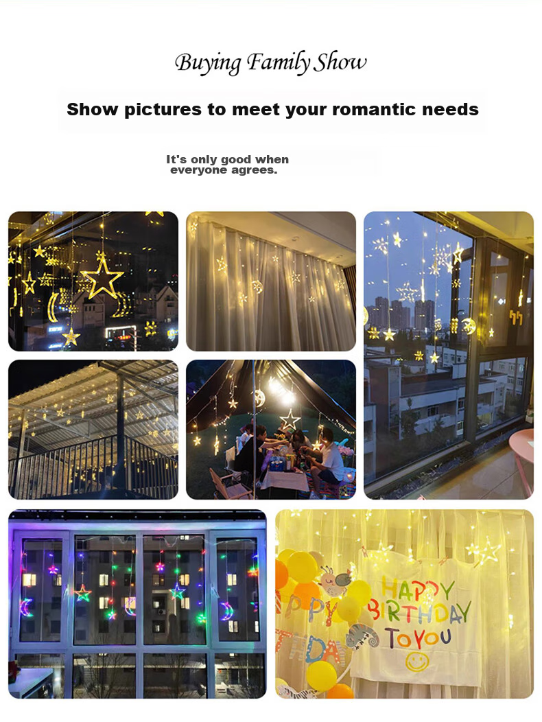 Duomeiyi Colorful String Lights, Christmas Decorative Star Lights, Birthday Scene Setup, LED String Lights, Christmas Tree Decoration, Flashing Plug-In Model 2