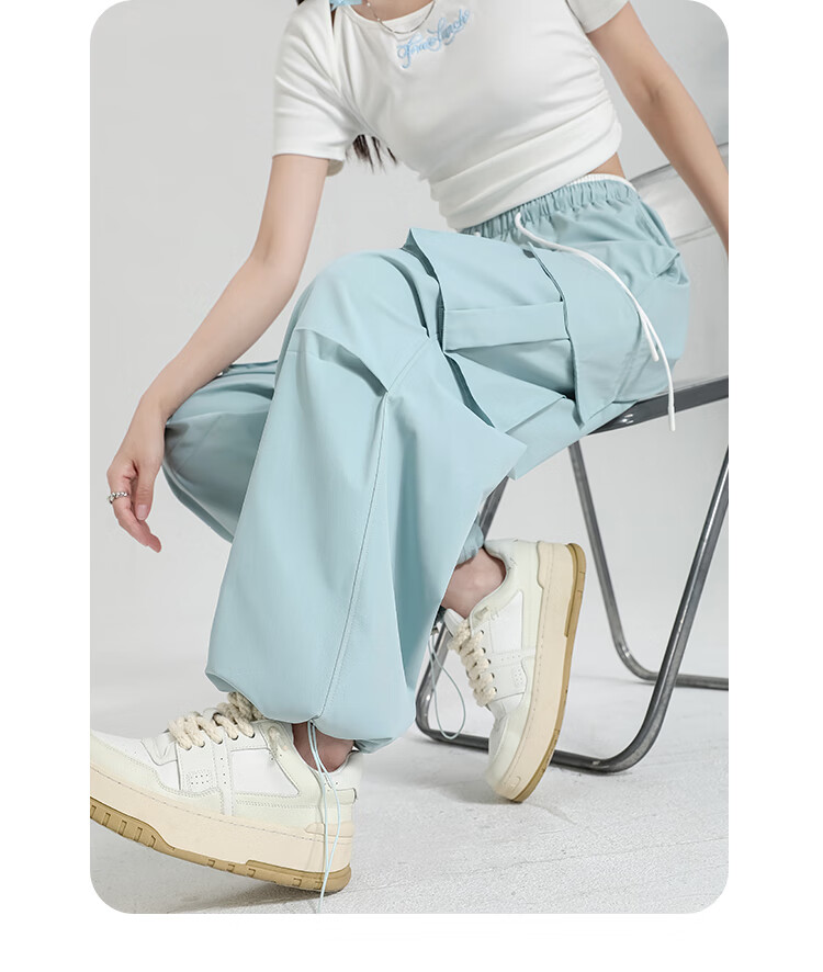 Free Style Women's Cargo Pants Summer Thin 2026 New High Waist Slim Drawstring Jogger Paratrooper Wide Leg Hiking Casual Pants 34