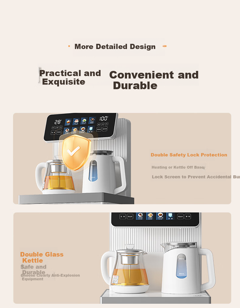 MeiLing Water Dispenser with Integrated Cabinet, Bottom-Mounted High-End Office Use, Steam Spray Tea Brewing, Multi-Temperature Adjustment, Smart Voice Control, Remote Control Tea Bar Machine 8977pro (Dual Coupling Model) 22