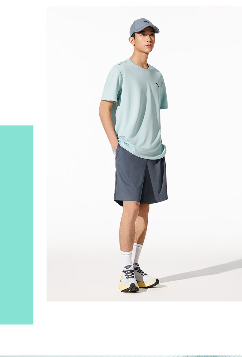 Anta Quick-Dry Set | Men's Summer Sports Short Sleeve T-Shirt and Shorts Two-Piece Moisture-Wicking Breathable Running Fitness Training Suit 7