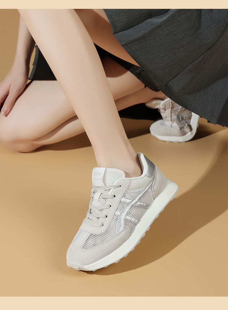 ZHR Women's Casual Shoes, Fashionable Comfortable Running Height-Increasing Women's Shoes, Thick-Soled Versatile Training Shoes, AK199 White Silver, Size 39 21