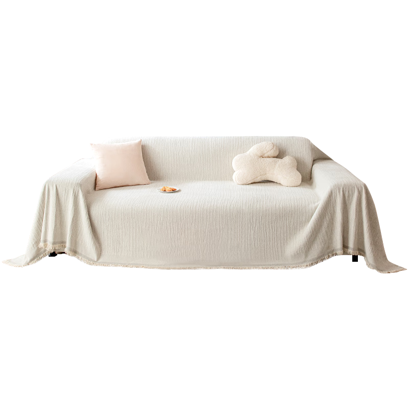 JD Original Ultra-Durable Sofa Cover, Full Coverage Anti-Slip Straight Sofa Seat Cushion Sofa Blanket, Beige 180*340cm