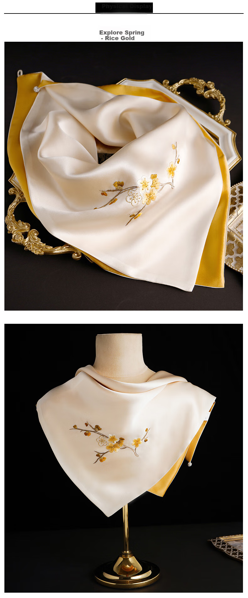 Hangsifu Suzhou Silk Scarf, Mulberry Silk Scarf, Neck Protection Small Square Scarf, Practical Birthday Gift for Mom, Mid-Autumn Festival Present 2