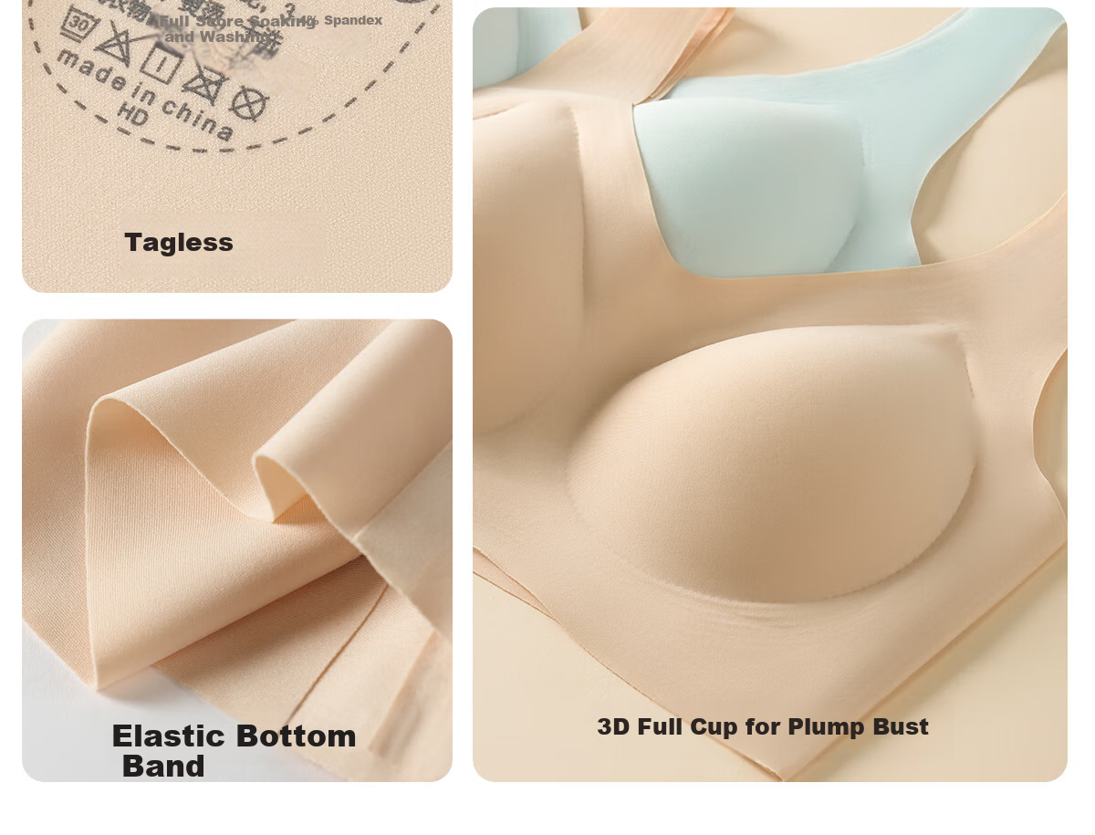 361° Seamless Bra for Women, 2025 New Style, Push-Up for Small Breasts, Side Support, Invisible, Anti-Sagging Brassiere, Ink Black 30