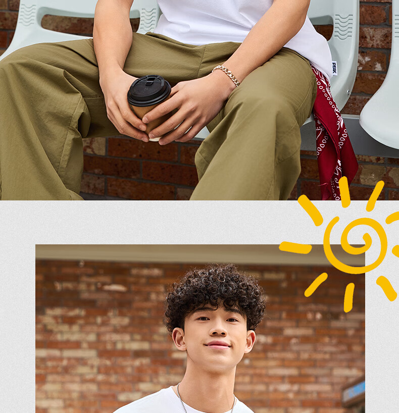 PEAK Men's Summer Short Sleeve Pure Cotton Casual Loose Breathable Outdoor Xinjiang Cotton Sports Base T-Shirt DF652430 47