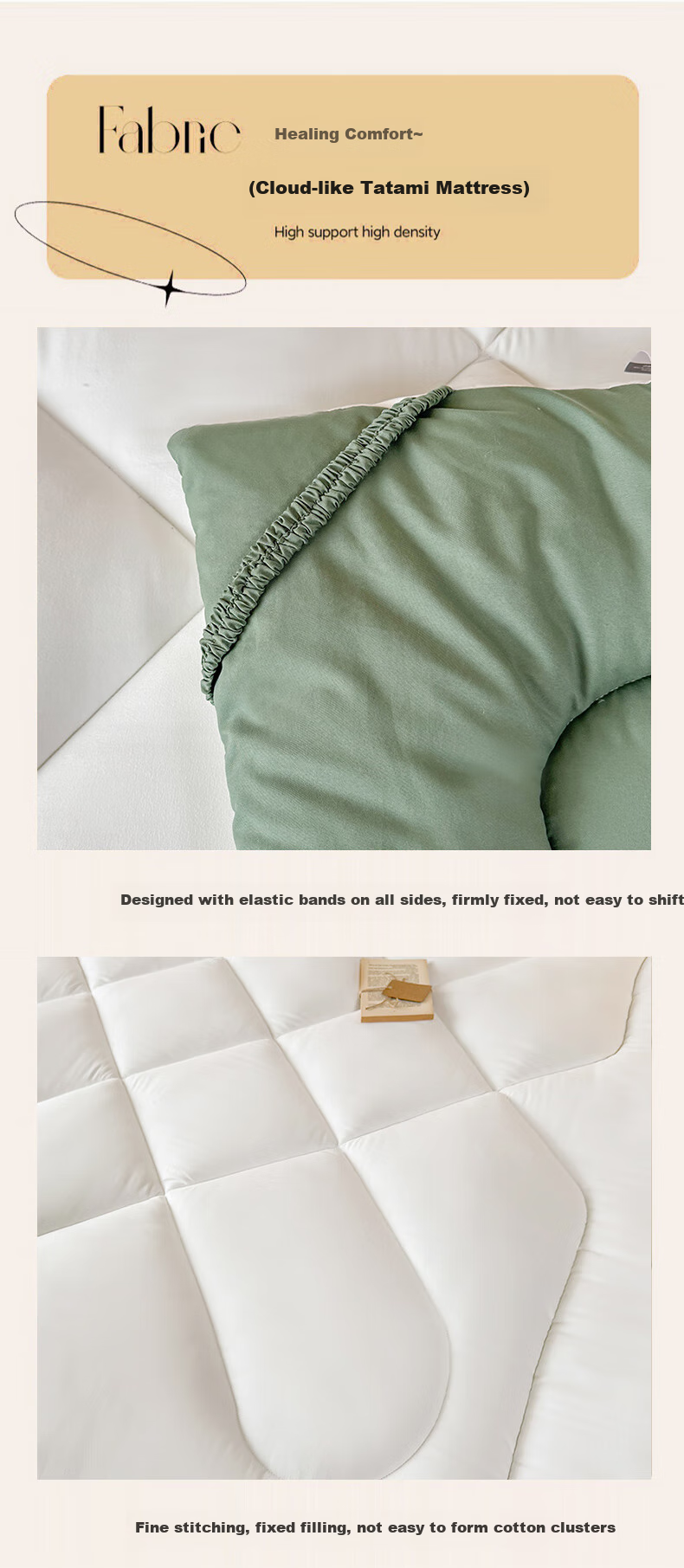 Grace Class A Thickened Fiber Mattress, Student Pad, Single Bed Mat, White And Green, 1.8 Meters 14