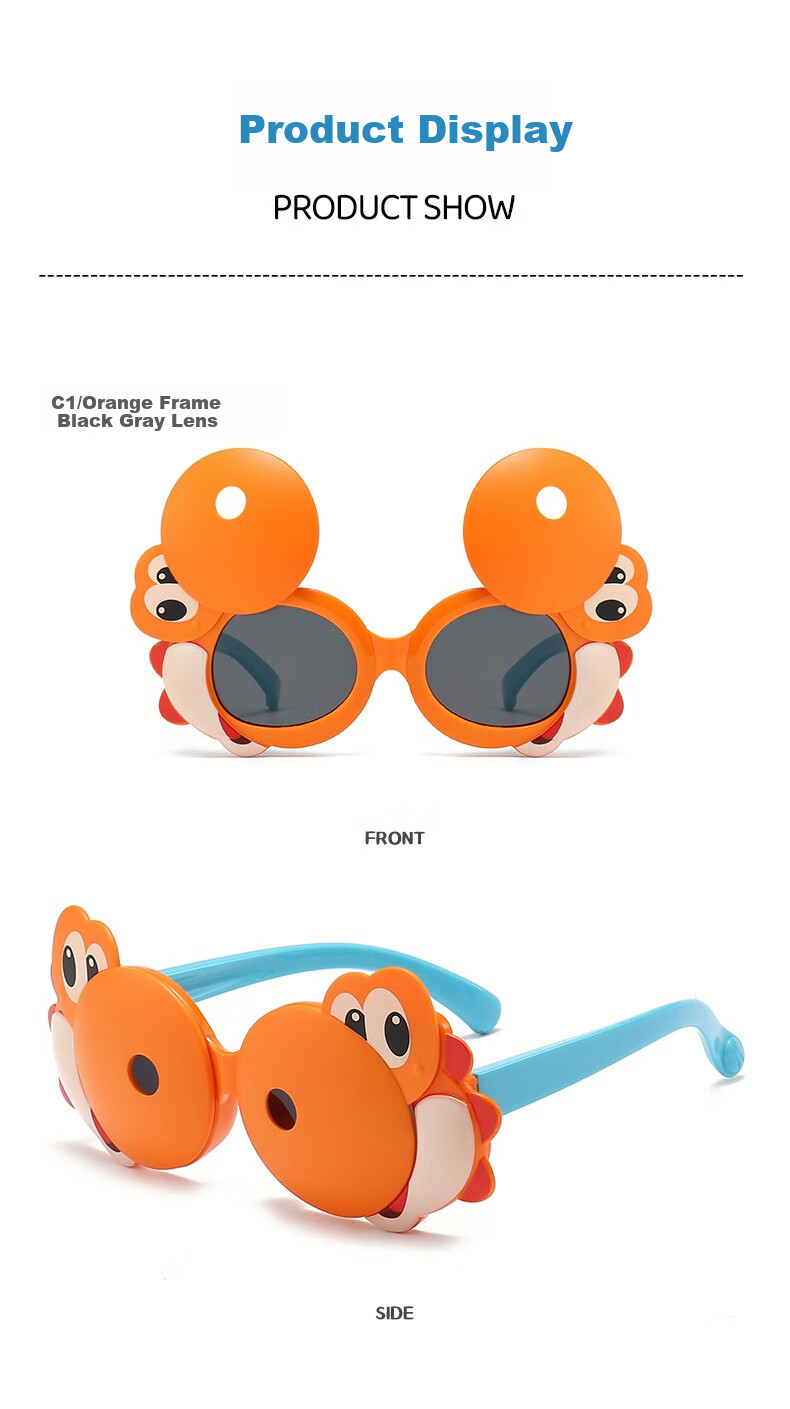 DRATRA Children's Sunglasses, 3D Shaped Flip-Up Sunglasses for Boys And Girls, Dinosaur Cartoon Cute Baby Glasses, Father's Day Gift 3