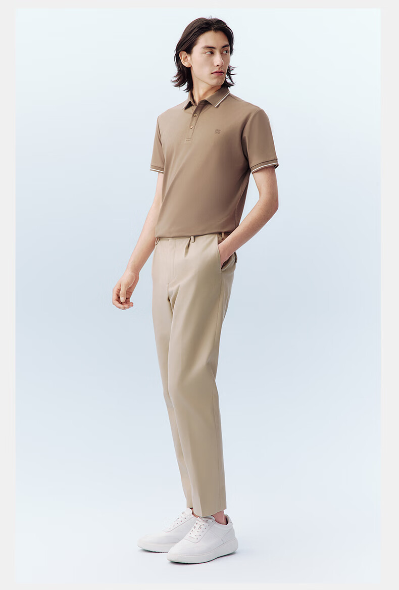 Hodo [Lin Gengxin's Style] Modal Silk Short-Sleeve Cool-Feeling Antibacterial Polo Shirt, Turn-Down Collar T-Shirt 34