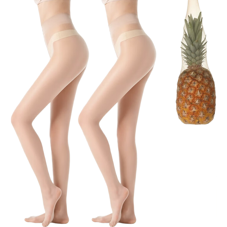 LangSha Women's Summer Ultra-Thin Sexy Anti-Snag Sheer Black Stockings Tights Nude Color 2-Pack