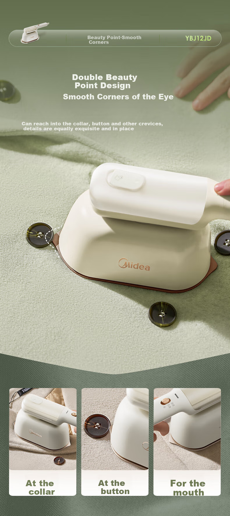 Midea Handheld Garment Steamer [Top Pressure Steam] Flat And Hanging Wet-Dry Multi-Function Electric Iron, Home Use Garment Steamer, Disinfection And Sterilization, Portable for Business Trips And Group Purchase, YBJ12JD 8