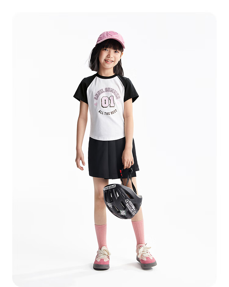 Annil Girls' Round Neck Short-Sleeve T-Shirt, 2025 Summer New Casual Cool-Feeling Quick-Dry Breathable Stretchy Fashio 7