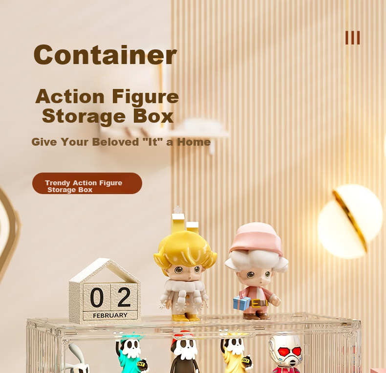 Anerya Action Figure Storage Box, Desktop Blind Box Display Stand, Magnetic Suction, Fully Transparent Model 1