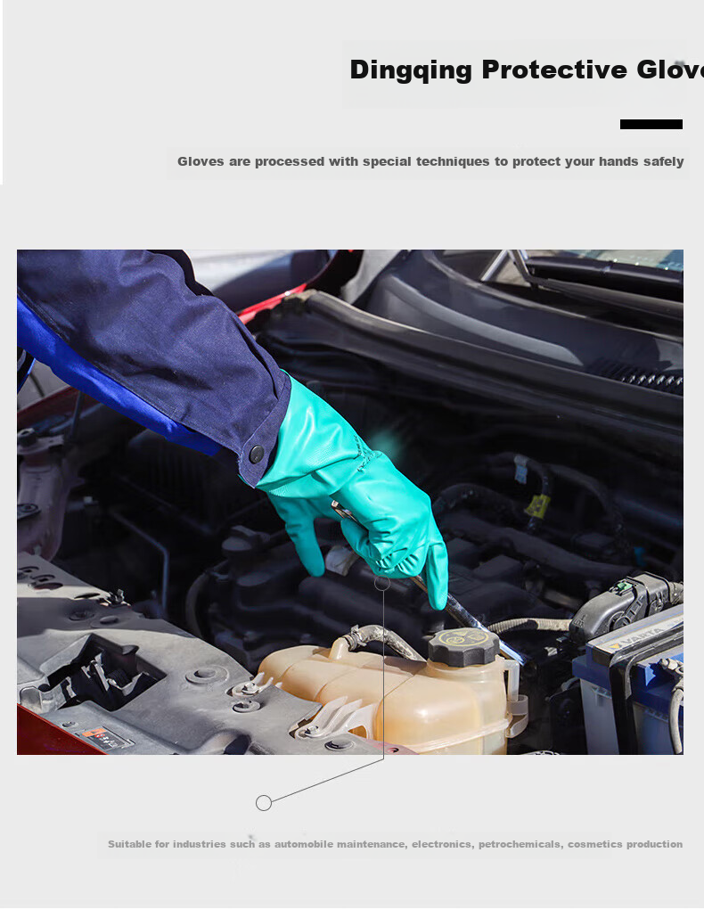 Maozheng Nitrile Chemical Protective Gloves, 1 Pair, Coated Waterproof Anti-Puncture Oil-Resistant Acid And Alkali Resistant Non-Slip Wear-Resistant Industrial Protective Gloves, Green Size 9 4