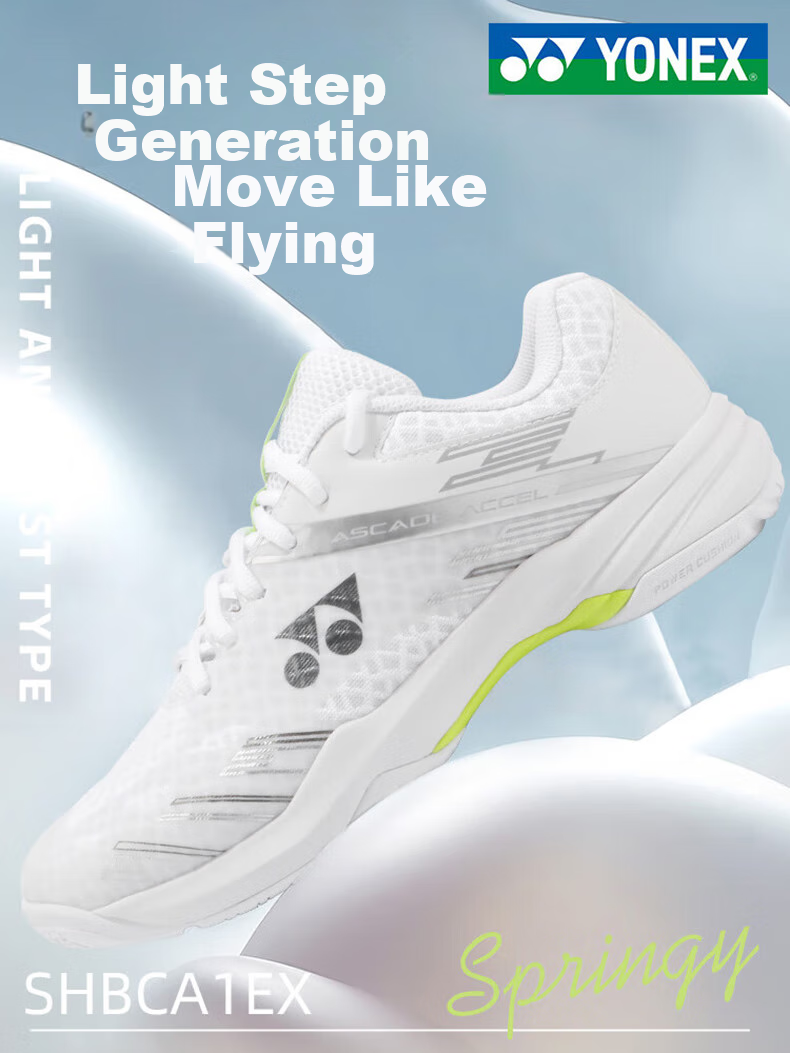 YONEX Badminton Shoes for Men And Women with Shock Absorption And Stability, Sports Shoes SHBCA1W, White/sky Blue, Size 42 2