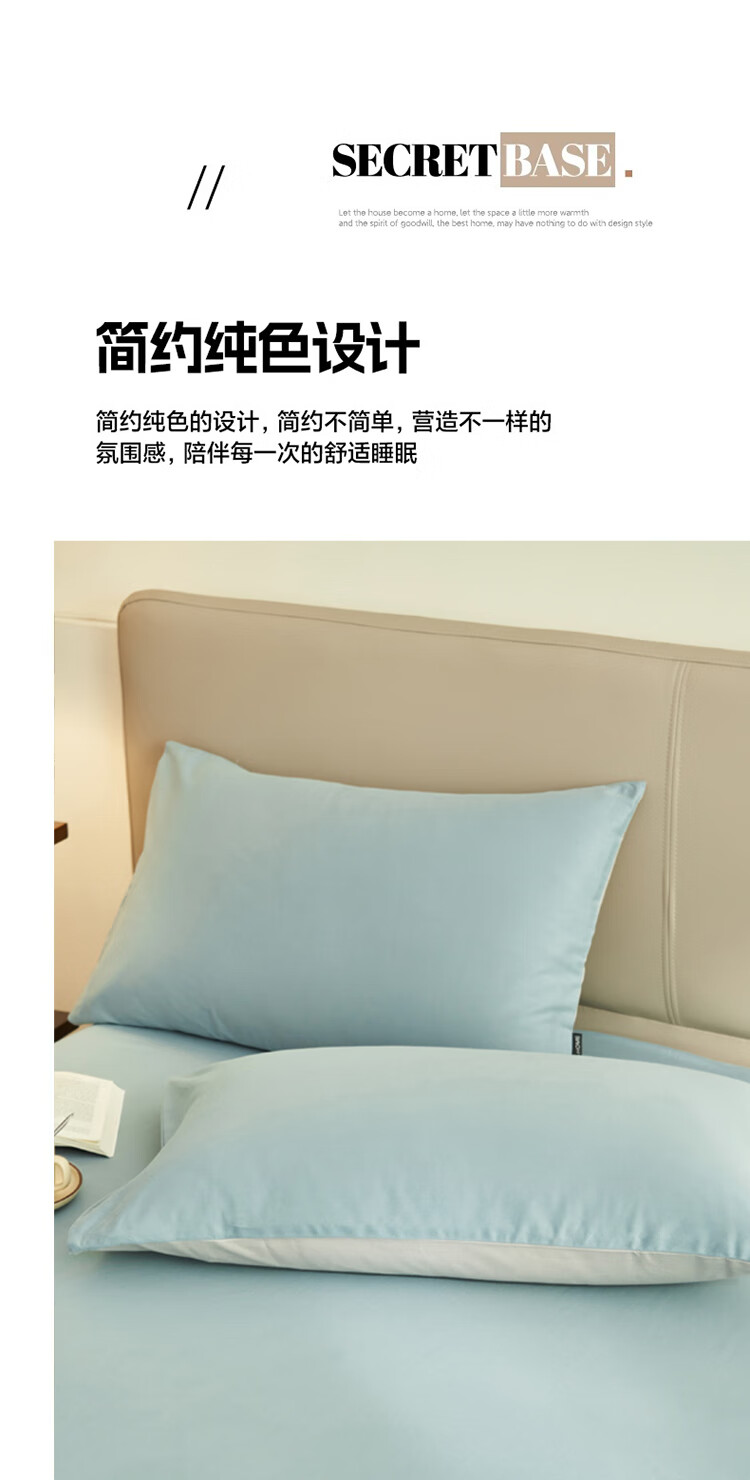 Wuyinliangpin Pillowcase Set, A-Class Pure Cotton, Home Use, Single Pillow Cover And Inner, Anran Blue, 48*74cm 8