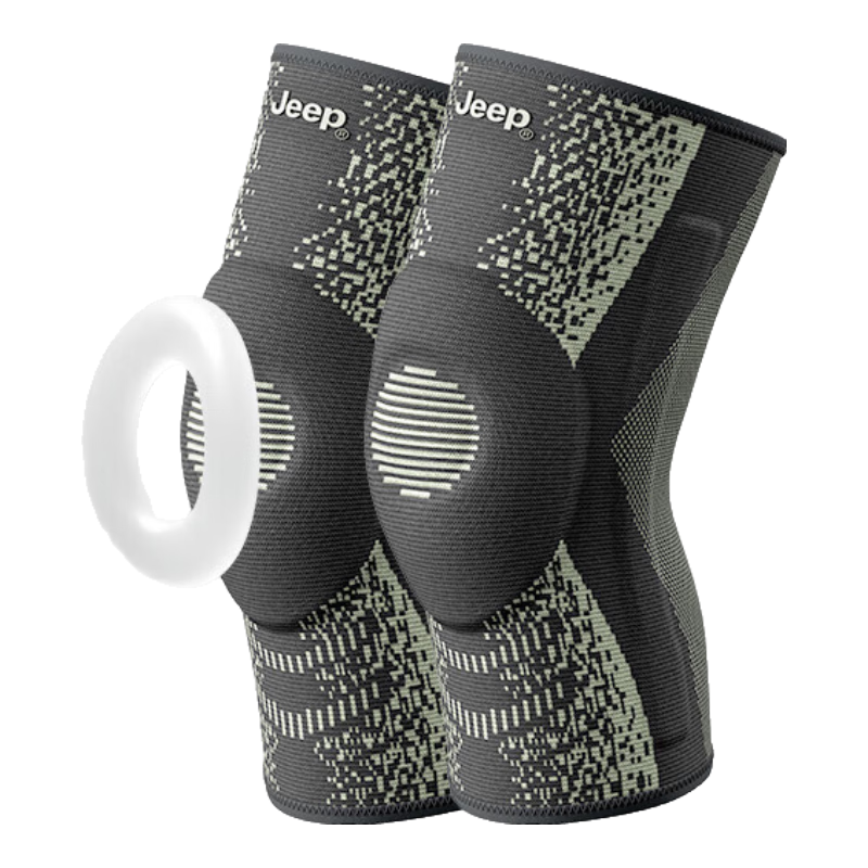 JEEP Knee Pads for Sports, Men And Women, Basketball Impact Protection, Running Fitness, Breathable Adult Silicone Support Knee Pads, Black, Size L