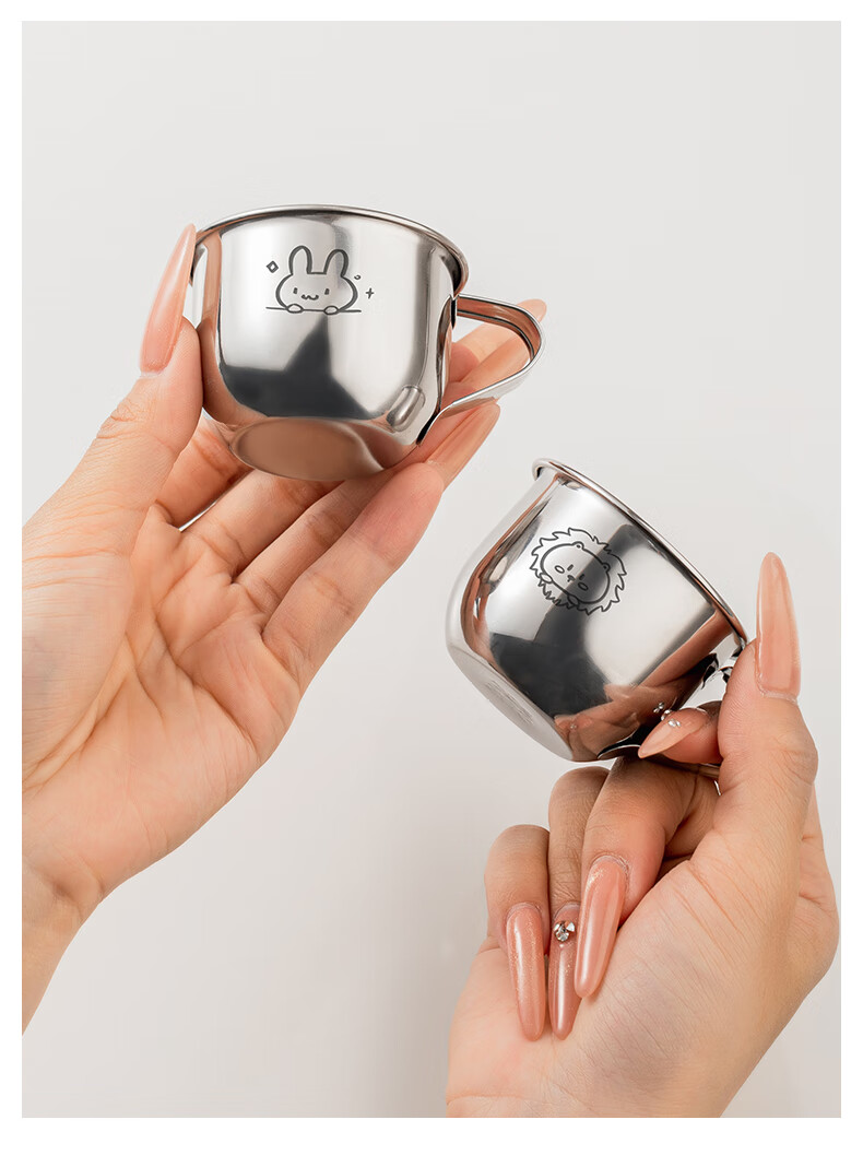 TREEJACK 316L Stainless Steel Cartoon Children's Small Water Cup, Baby Kindergarten Home Use Open Cup Milk Tea Beverage Mug 8