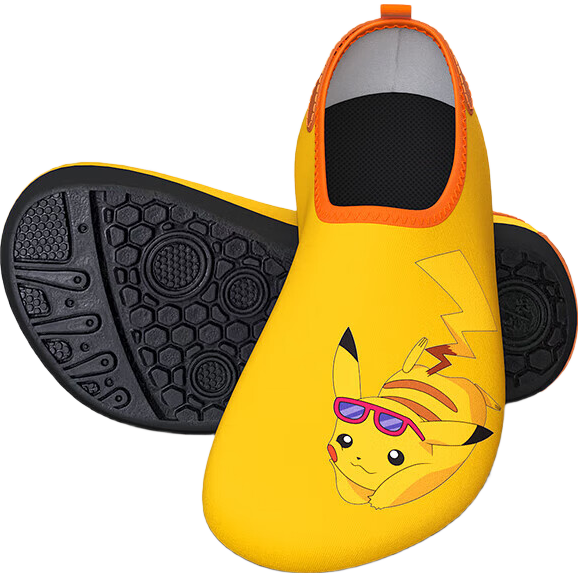 SWANS Pokemon Children's Water Shoes for Boys And Girls, Pikachu Beach Sandals, Non-Slip And Cut-Resistant Diving Shoes, Seaside, Size 34-35