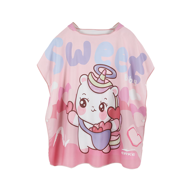 ERKE Children's Bath Towel, Super Absorbent And Quick-Drying, Girls' Shower Towel, Swimming-Specific Bathrobe, Portable Beach Towel, Pink
