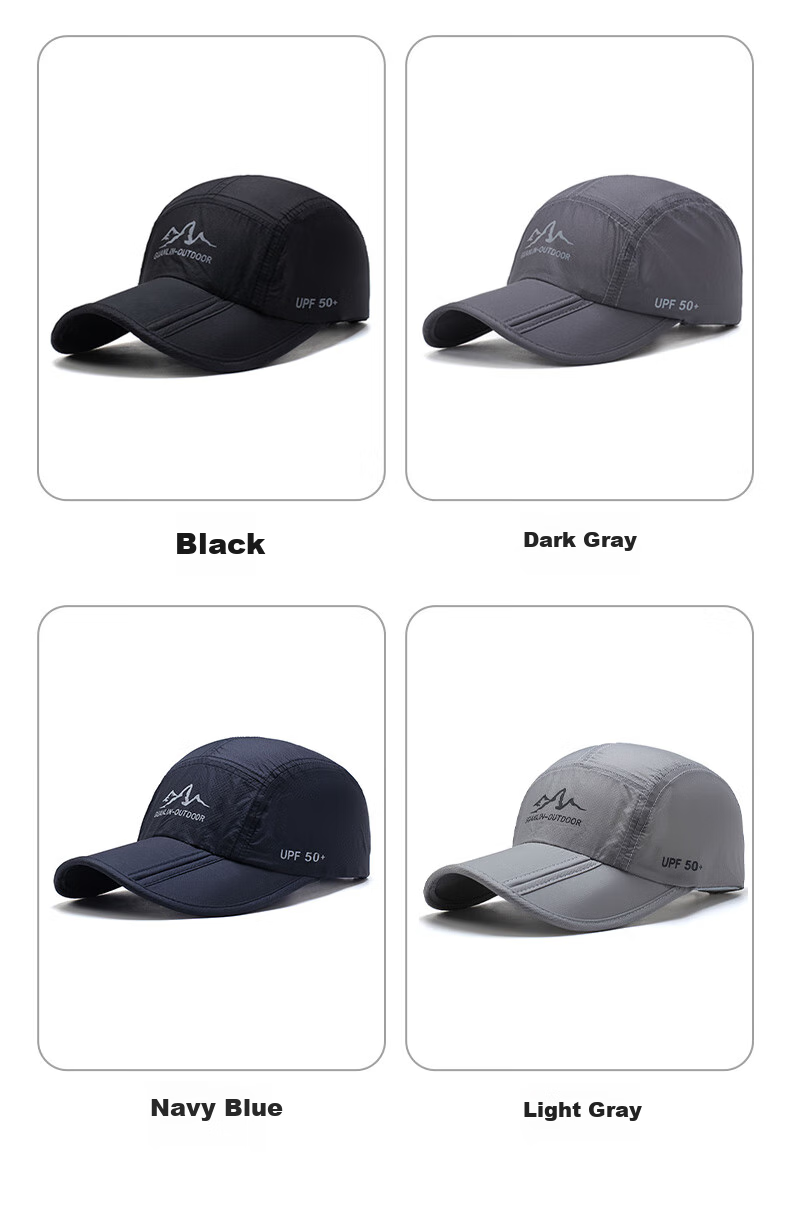 CARTELO Baseball Cap for Men, All-Season Breathable Quick-Dry Foldable Visor Hat, Outdoor Sun Protection Cap for Women, Black 8