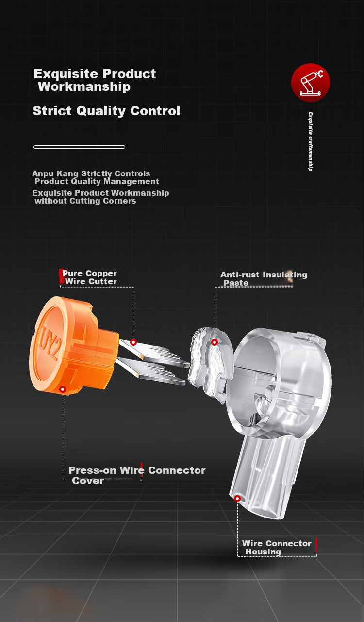 AMPCOM Terminal Block K2 Connector, High-Quality Eco-Friendly Double-Blade Dual-Wire Telephone And Network Cable Connector, Large Number Cable Non-Destructive Extension Connector, 50 Pieces AMK2005 9