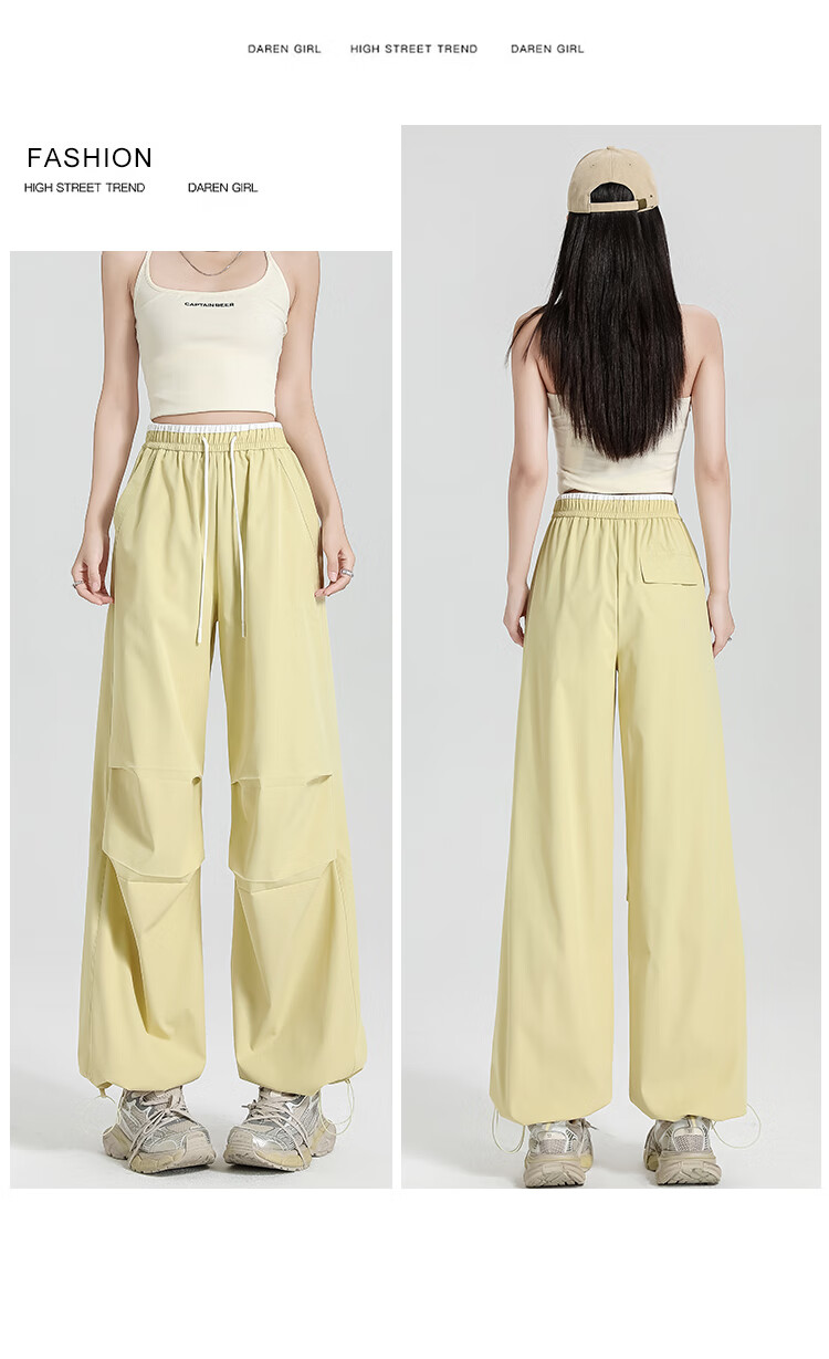 Free Style Paratrooper Cargo Pants for Women Spring Summer High Waist Draped Casual Wide Leg Ice Silk Quick-Dry Hiking Sports Pants 18