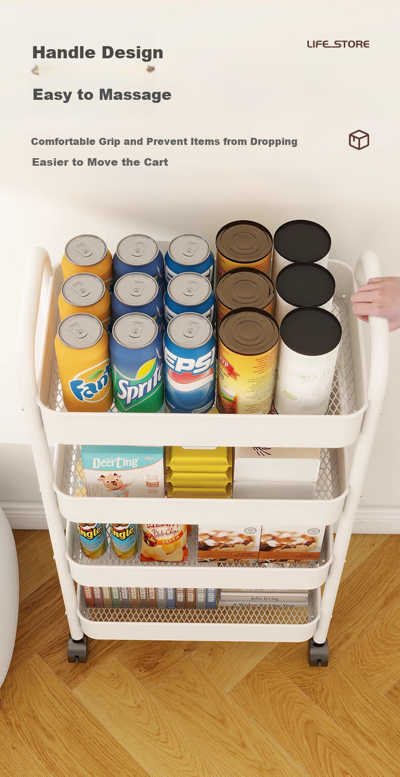 Quanpinwu Small Cart Storage Rack, Movable Floor-Standing Organizer, Household Snack Kitchen Multi-Layer Carbon Steel Wheeled Shelf, Sibai 9