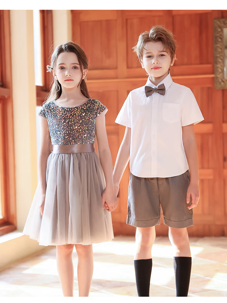 Yinuofang Children's Children's Day Performance Princess Dress Host Dress Girls Summer Dress Primary School Dance Choir Costume 8