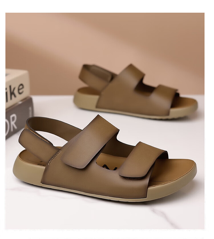 Aokang Men's Summer Sandals Beach Shoes Fashion Outdoor Casual Sports Sandals Birkenstock Style Khaki Size 40 3