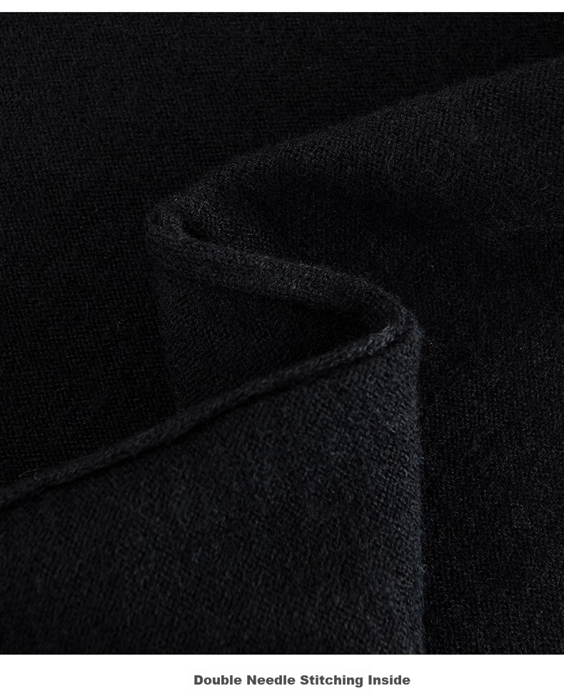 DANCING WOLVES [100% Merino Wool] Men's Fashionable Versatile Warm Casual Sweater, 001 Black, Size 165 13