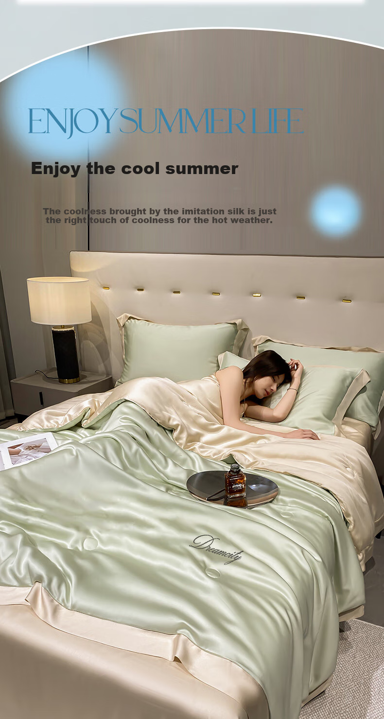 Wuyinliangpin Class A Washable Ice Silk Summer Quilt, Thin Blanket Duvet Double Air Conditioning Quilt, 200*230cm 2