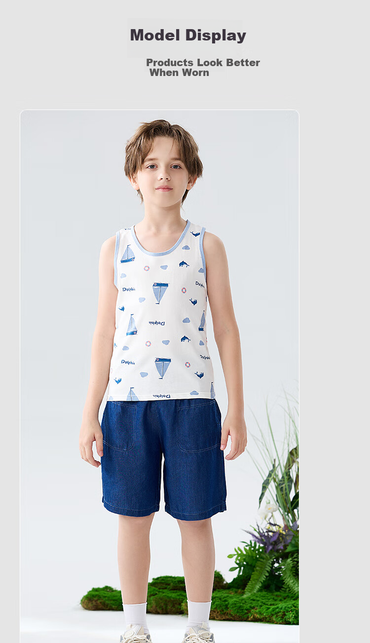 MiiOW Kids Boys Summer Thin Vest 100% Cotton Sleeveless Casual T-Shirt for Toddlers and Older Children 10