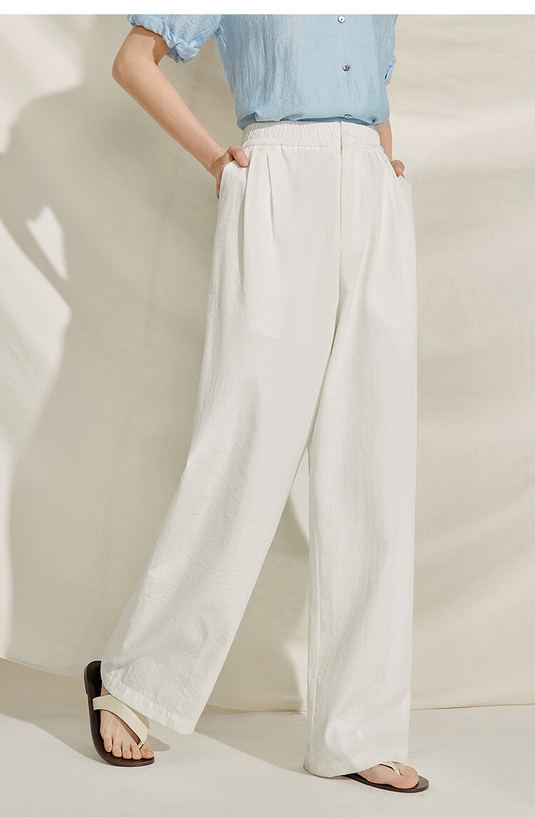 INMAN [Same As in Fashion Shows] French Draping Wide-Leg Straight Pants for Women, Summer 2026 Long Trousers, Pearl White, Size S 7