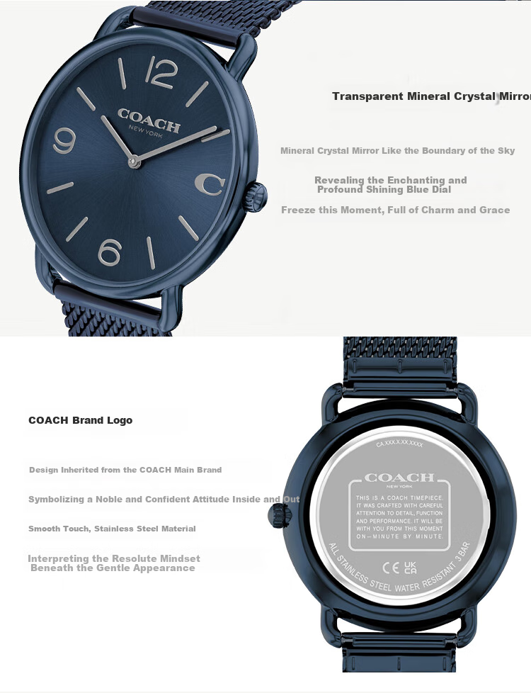 COACH ELLIOT Series Steel Band Quartz Men's Watch 14602650, Recommended by Kong Xue'er, Gift/giving 6