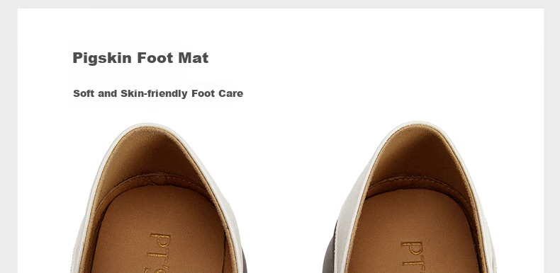 PT'SON Top-Grain Leather Deep-Mouth Flats, 2026 Autumn Retro British Style Leather Shoes, Thick-Soled Height-Increasing Women's Shoes, Beige 7