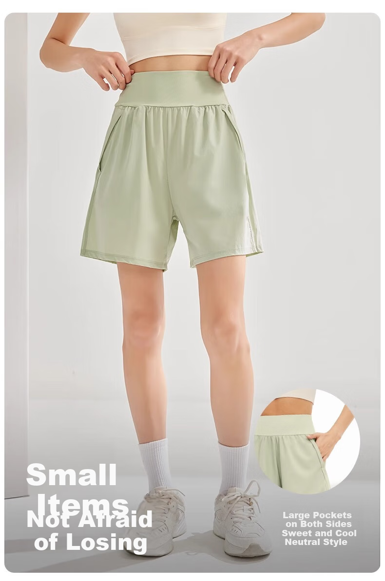 NEVER ME Women's Sports Pants, Casual Shorts, High-Waisted Tummy Control, Loose-Fitting, Breathable, Quick-Drying, Running, Fitness, Boxing Pants, Summer 4
