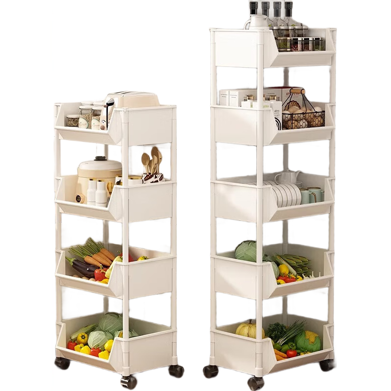 YOUQIN Kitchen Storage Rack, Floor-Standing Multi-Layer Organizer Shelf, Vegetable Trolley, Multifunctional Fruit And Vegetable Basket Storage Rack