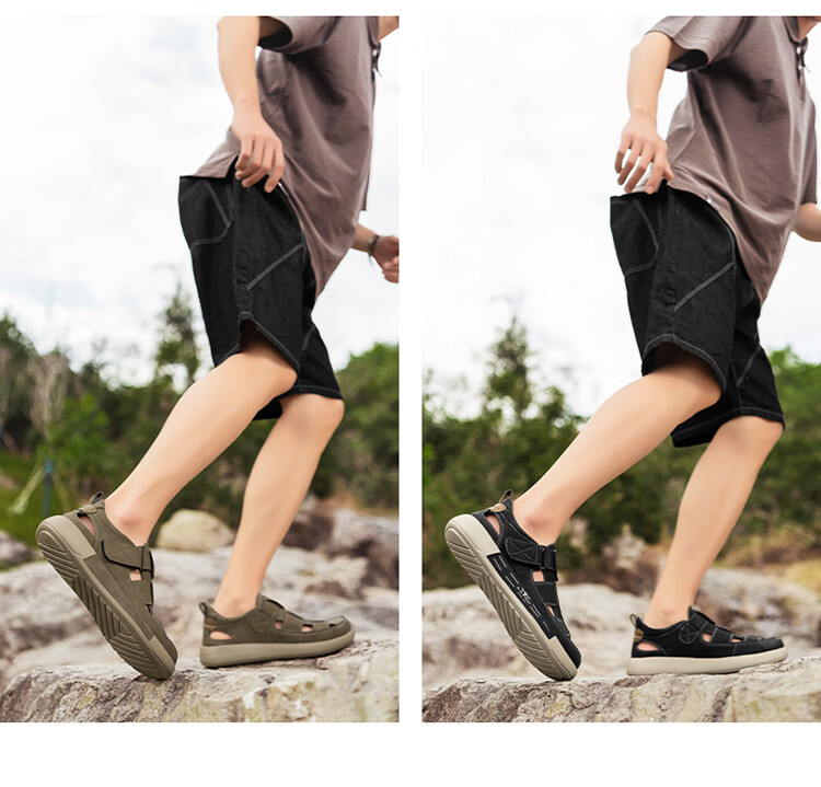 Bull Family Men's Summer New Hollow Breathable Closed-Toe Sandals Outdoor Comfortable Casual Sports Hiking Shoes 7