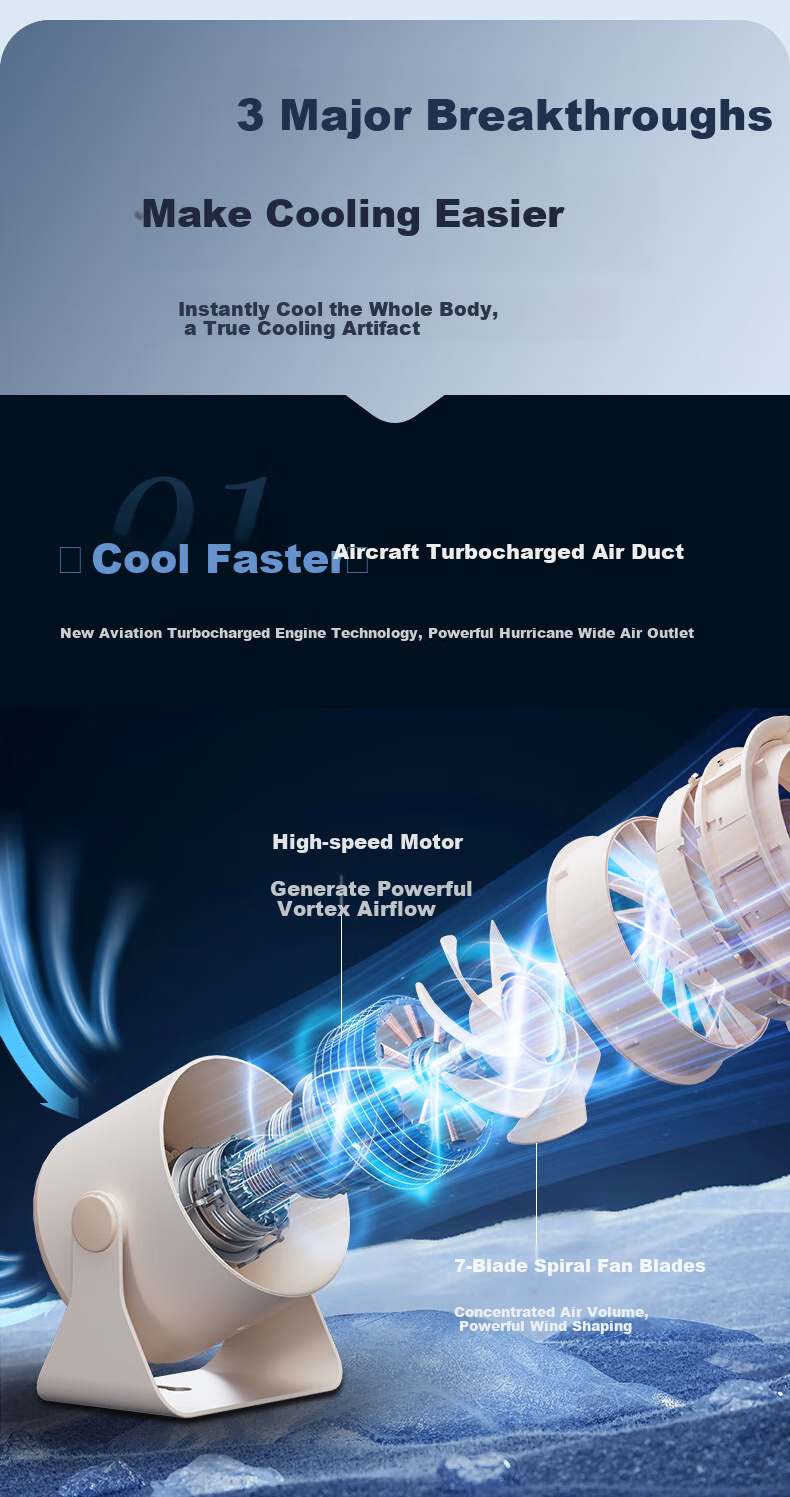 AIRMATE Small Fan, Handheld Desktop Spray Water Fan, 100-Speed Oscillating, Portable Mini Rechargeable, for Bedroom, Stroller, Office, Energy-Saving, Outdoor, Quiet Operation, Long Battery Life, Electric Fan H2O-D1A 3